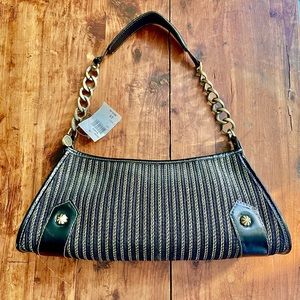 Eric Javits Black & Gold Vintage Evening Bag Clutch w Chain NWT!!!
